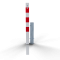 Barrier posts | Steel tube 70 x 70 mm | removable, with Euro profile cylinder lock | hot-dip galvanized and white coated withthree red reflecting stripes | without eyelet